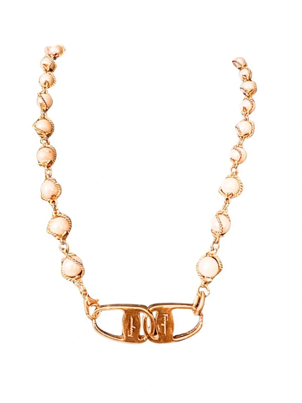 Ferragamo Upcycled Caged Pearl Necklace - Picture 4 of 9